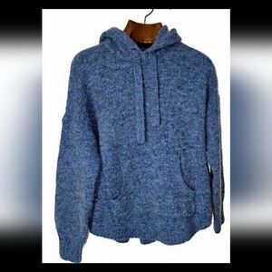Madewell Heathered Blue Hoodie Wool Alpaca SweaterScandigirl Softgirl Streetwear